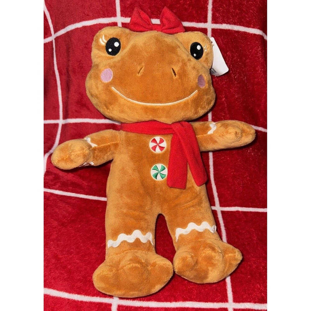 BUILD A BEAR GINGERBREAD FROG GINGER BREAD  15" GINGER FROG Plush CHRISTMAS NWT
